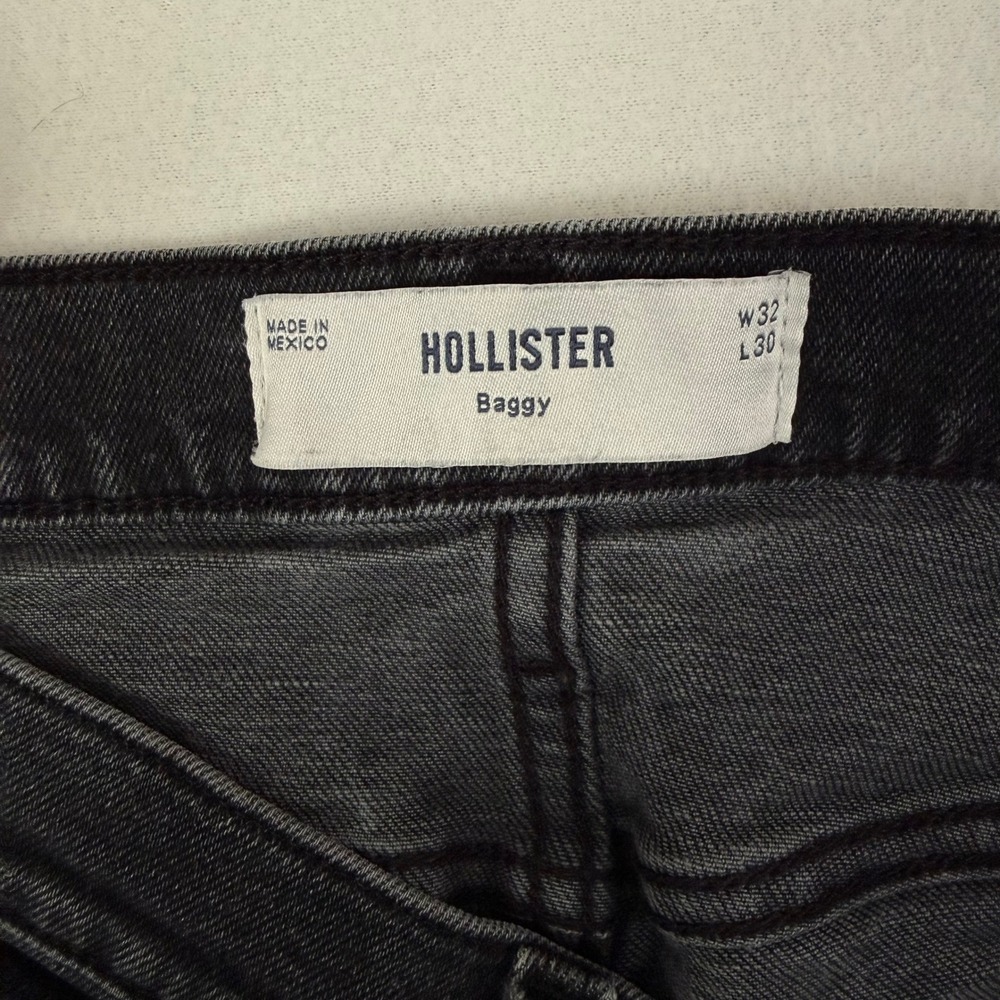 Hollister Baggy Jeans Mens 32x29 Washed Black Relaxed Fit Denim Y2K Streetwear - Picture 11 of 14